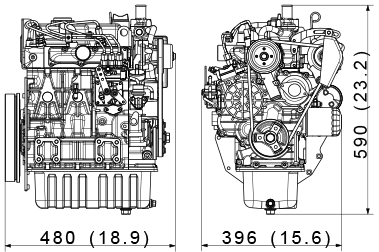 Kubota D1305-E4 dimensions