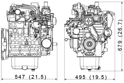 Kubota D1503-M-E3 dimensions