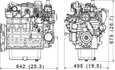 Kubota V2003-M-E3 Dimensions