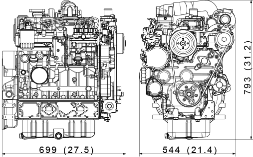 Kubota V3800-DI-E2 Dimensions